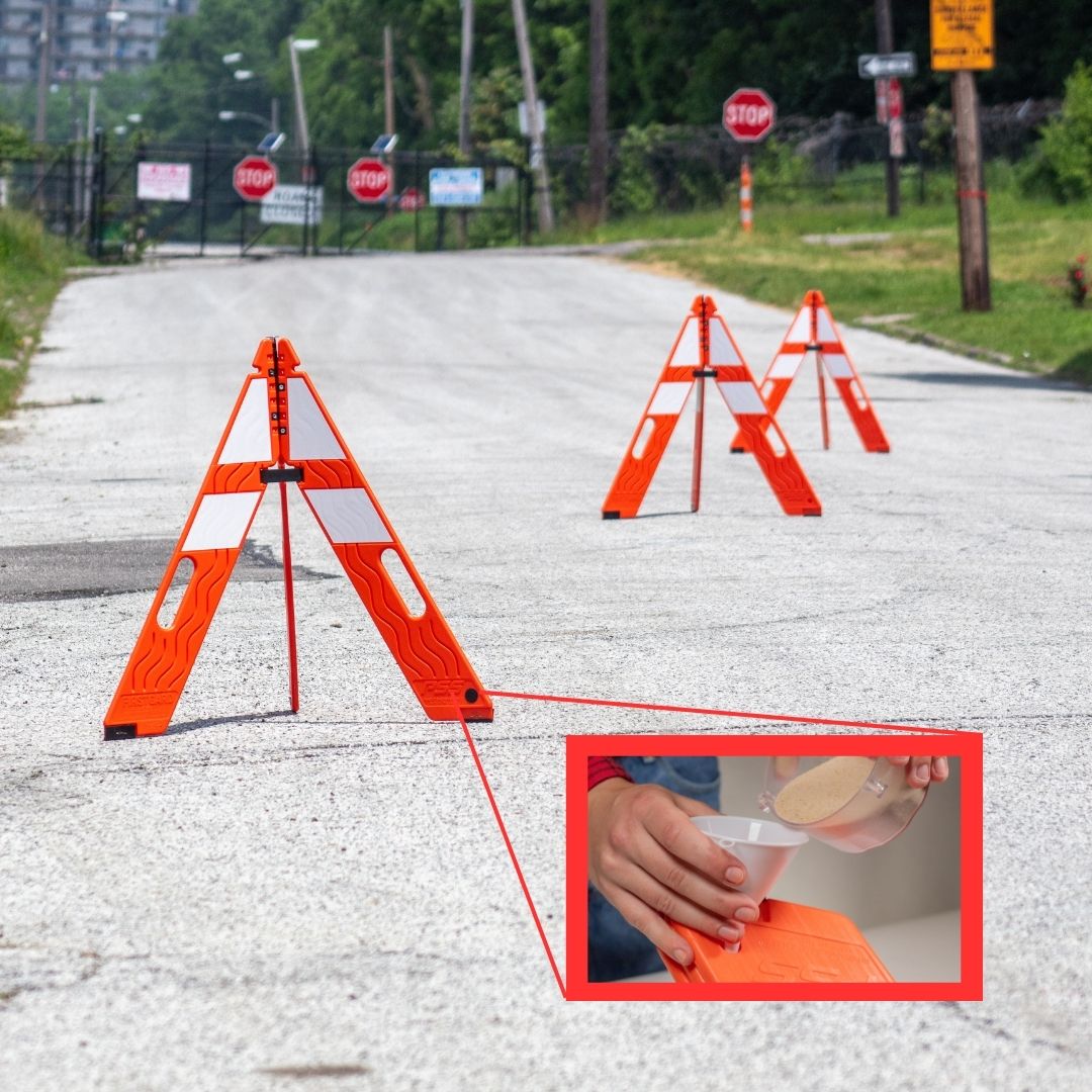 PSS enhances foldable traffic cone FirstGard with fill port for greater stability